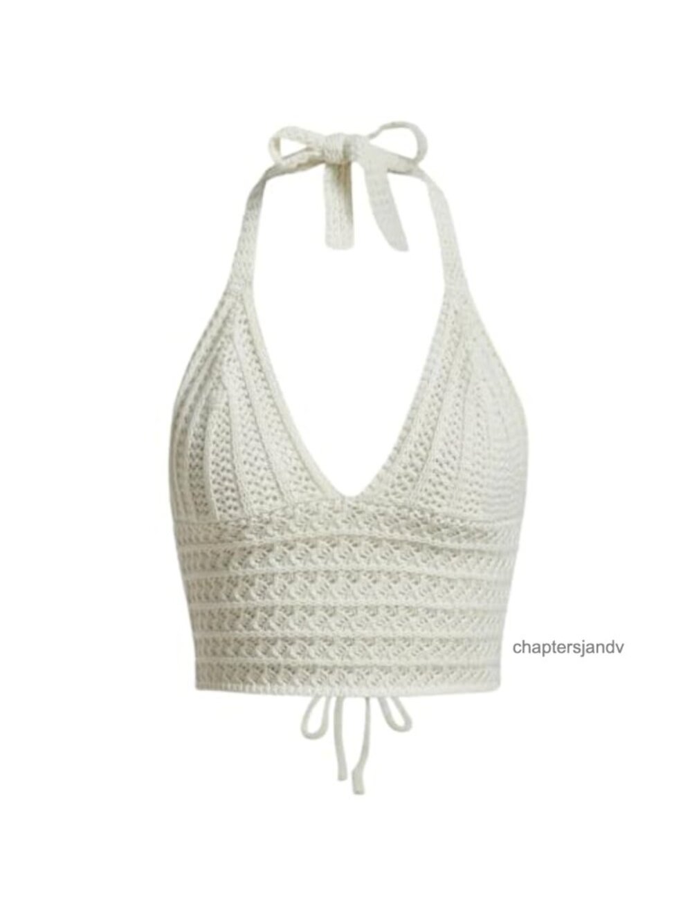 Women's Lace Up Backless Crochet Halter Crop Top Y2K Knit Cami